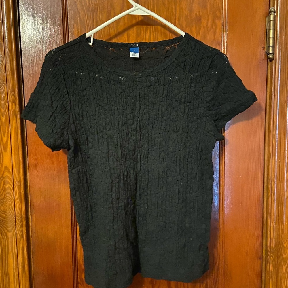 Old Navy Black Ruched Short Sleeve T-Shirt
